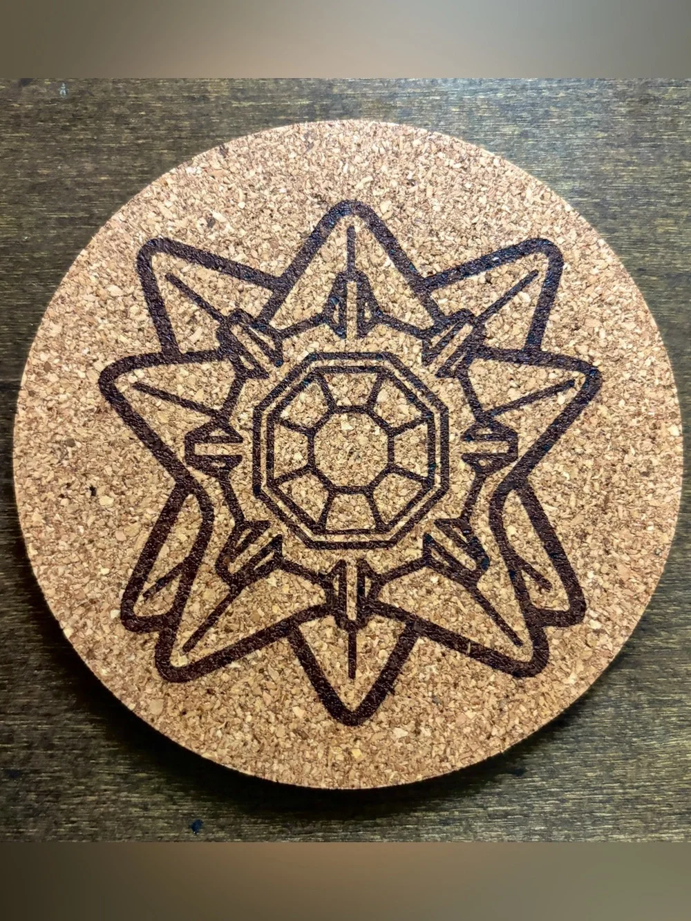 Pokemon Starmie Face Laser Engraved Cork Coaster